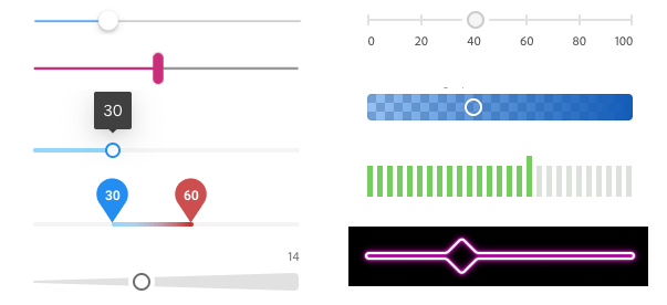 Many different ways to design a slider, one of the component types Plume supports